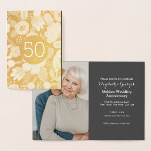Guldbröllop 50-årsjubileum folierat kort
