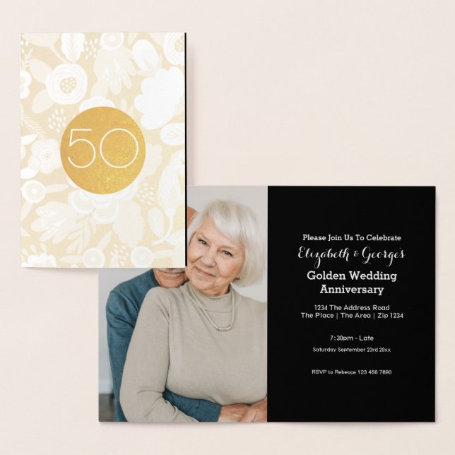Guldbröllop 50-årsjubileum folierat kort (Display)