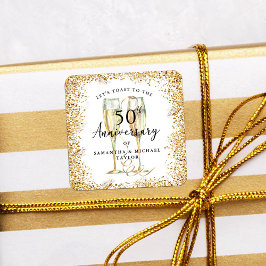 Guldbröllop Fyrkantigt Klistermärke