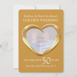 Guldbröllop hjärta foto 50 år fest inbjudan