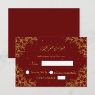 Guldbröllops-RSVP med utsmyckande blomgrafik OSA Kort