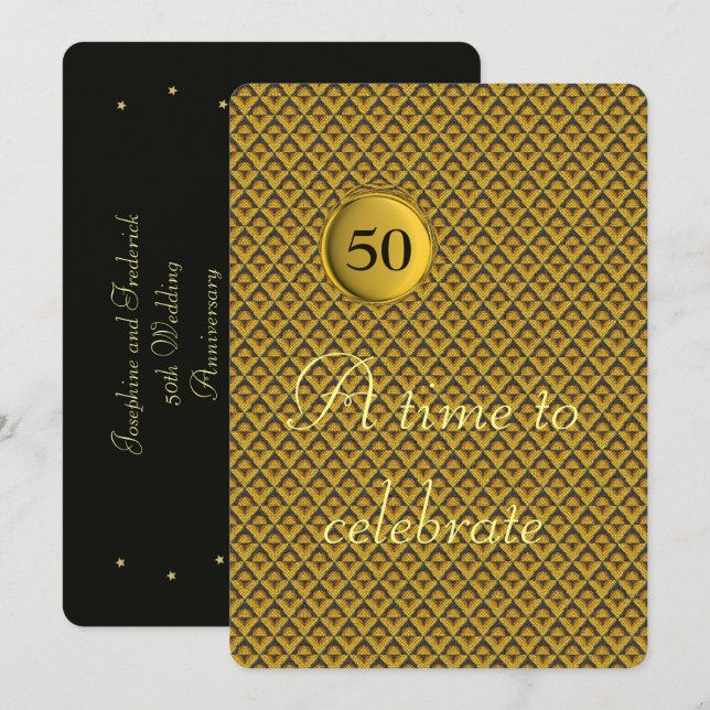 Guldbröllopsdag Inbjudningar (Fram/baksida)