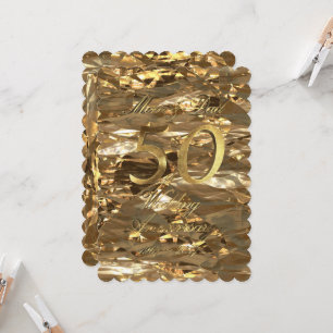Guldbröllopsfirande Föräldrar Guld Elegant Kort
