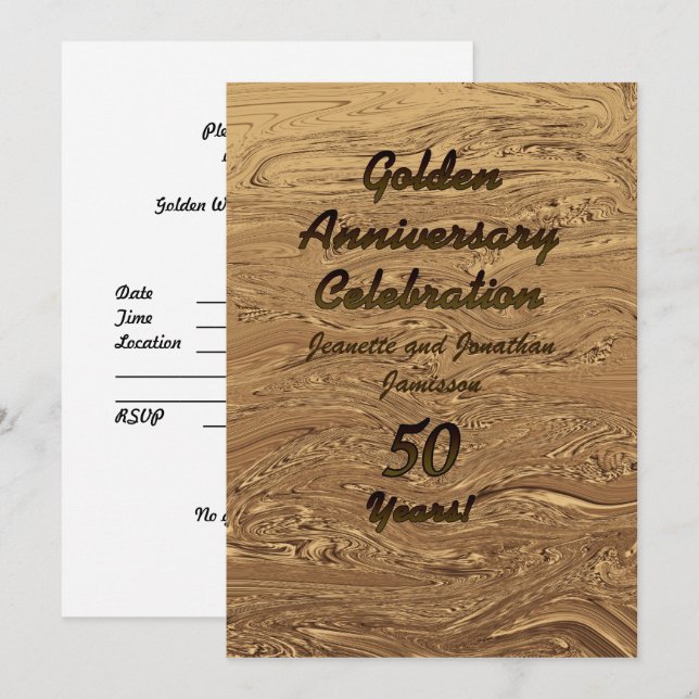 Guldbröllopsfirande Personlig Inbjudan 50-årsjubil (Fram/baksida)