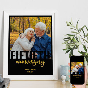 Guldbröllopsfoto Modern 50-årsjubileum Poster