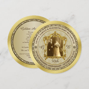 Guldbröllopsjubileum Klassisk Fotolampa Inbjudningar