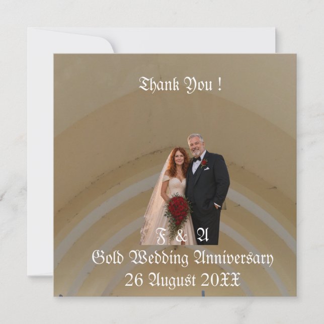 Guldbröllopspar Foto  Tack Kort (Framsida)