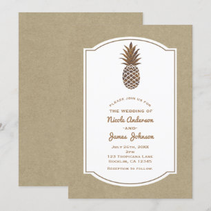 Guldbrons Ananas Kraft Naturlig Tropisk Inbjudningar