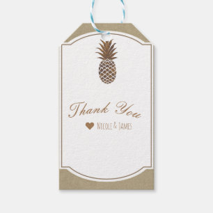 Guldbrons Ananas Kraft Naturlig Tropisk Presentetikett