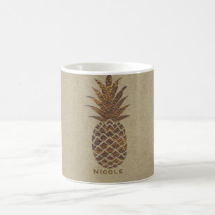 Guldbrons Ananas Tropisk Personlig Kaffemugg