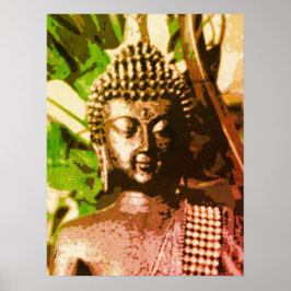Guldbrons Buddha Meditation Konstaffisch – Zen Poster
