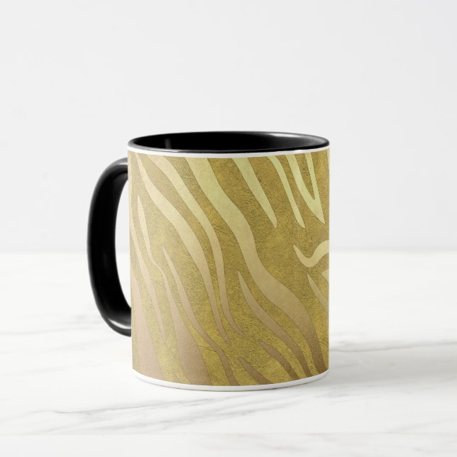 Guldbrons Zebratryck Djungel Safari Glamour Mugg (Framsida vänster)