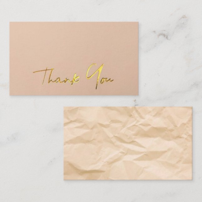 Guldbrown tackkort visitkort (Fram/baksida)