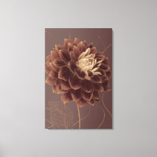 Guldbrun Dahlia Botanisk Blomma Canvastryck