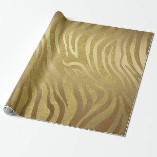 Guldbrun Zebraprint Djungel Safari Glam Presentpapper