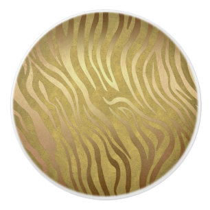 Guldbrun Zebraprint Djungel Safari Glamour Knopp