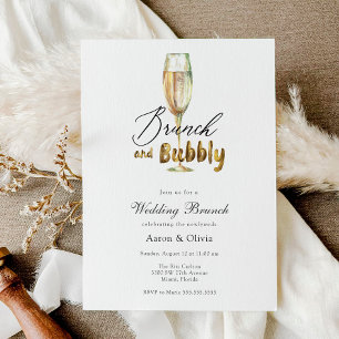 Guldbrunch och bubblig Champagne Bröllopsbrunch Inbjudningar