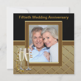 Guldchampagne Foto 50-årsjubileum Fest Inbjudningar