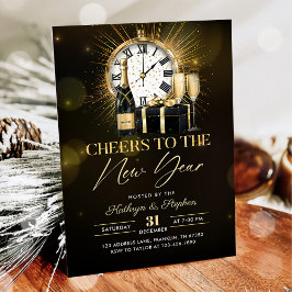 Guldchampagne Skål för Nyårsfesten Inbjudningar