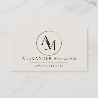 Guldcirkelmonogram Minimalistisk Professionell Aff Visitkort