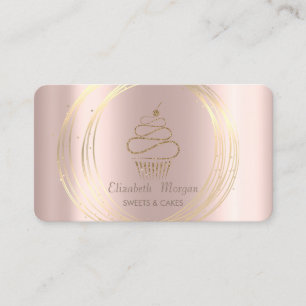 Guldcirklar Glittrande Cupcake Rose Gold Visitkort