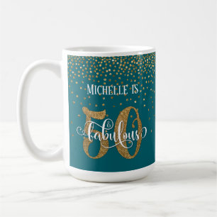 Guldconfetti-manus 50 & Fantastisk över teal Kaffemugg