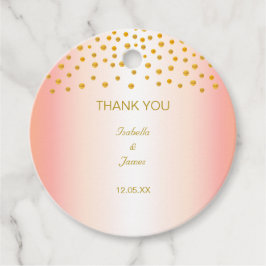 Guldconfetti på rose gold gåvor etiketter