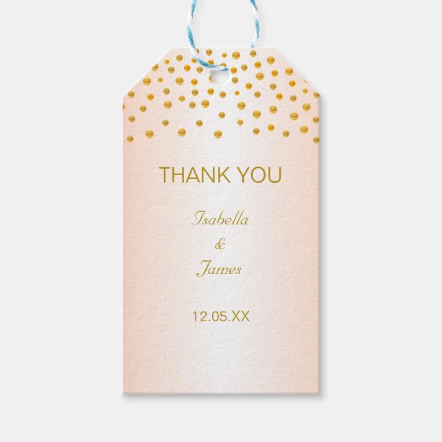 Guldconfetti på roséguld presentetikett (Framsidan)