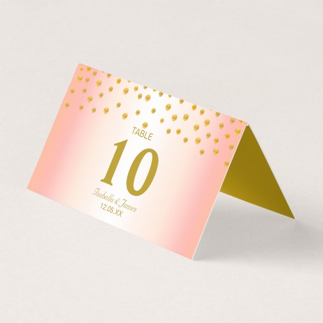 Guldconfetti på svart och roséguldbröllop kort (Framsida)