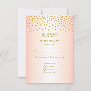 Guldconfetti på svart & roséguld bröllop OSA kort