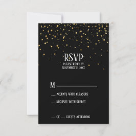 Guldconfetti på svart RSVP-kort OSA Kort