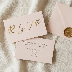 Guldeffektmanus, RSVP bröllopsrosa Tilläggskort