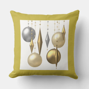 Gulden christmas boll på vit bakgrund kudde