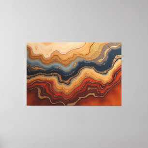 Gulden erosion – 150x100 cm abstrakt fluid konst canvastryck