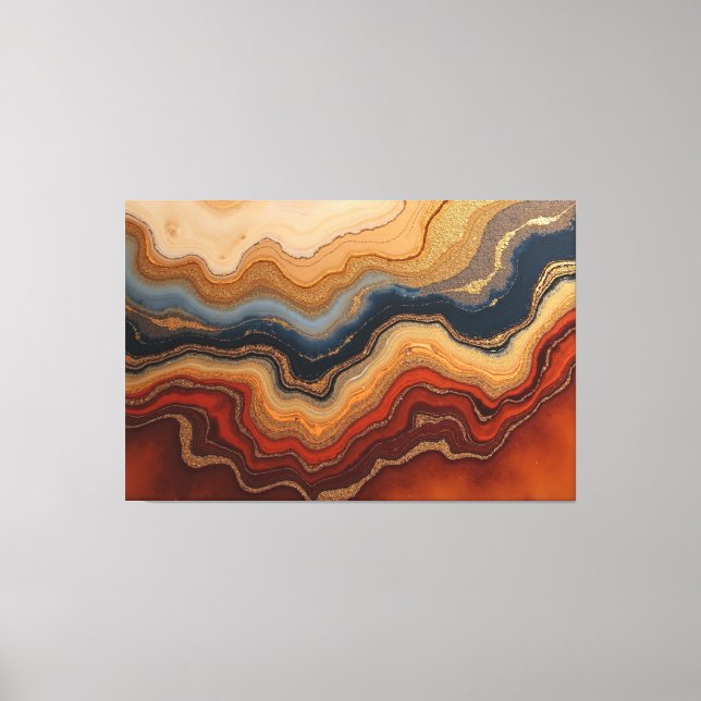 Gulden erosion – 150x100 cm abstrakt fluid konst canvastryck (Framsida)