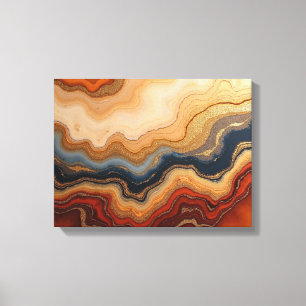 Gulden erosion – 16"x 12" Abstrakt Fluid Canvastryck