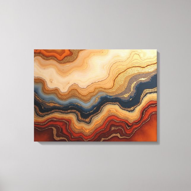 Gulden erosion – 24"x18" Abstrakt flytande canvas (Framsida)