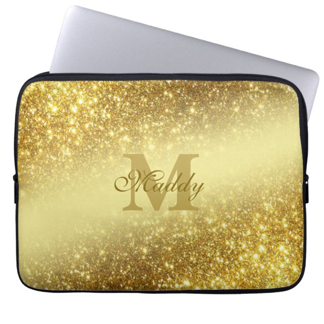 Gulden glitter personlig laptop fodral (Framsidan)