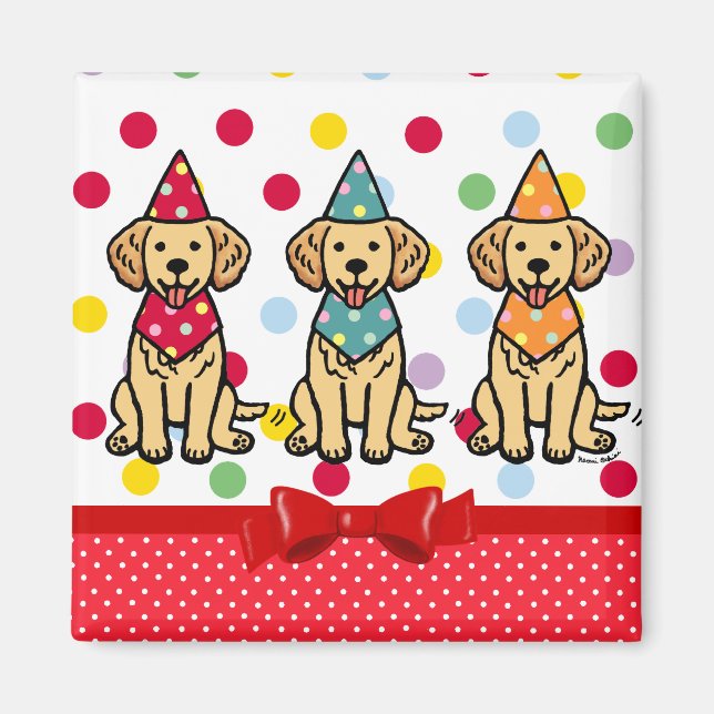 Gulden Retriever Puppies Birthday Magnet (Framsidan)