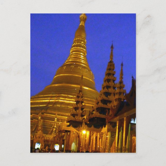 Gulden stupa shwedagon night vykort (Framsida)