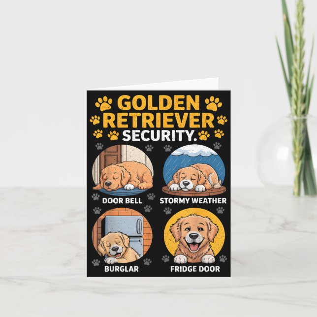 Guldens Tee Golden Retriever Säkerhet Roligt  Kort (Framsida)