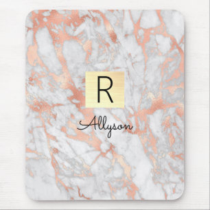 Guldet och Ro Marble Guld Box, Namn och Monogram Musmatta