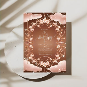 Guldet Ornate-Blommigten Ro Inbjudningar