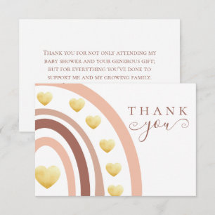 guldfärgad boho Rainbow Baby Shower Tack Kort