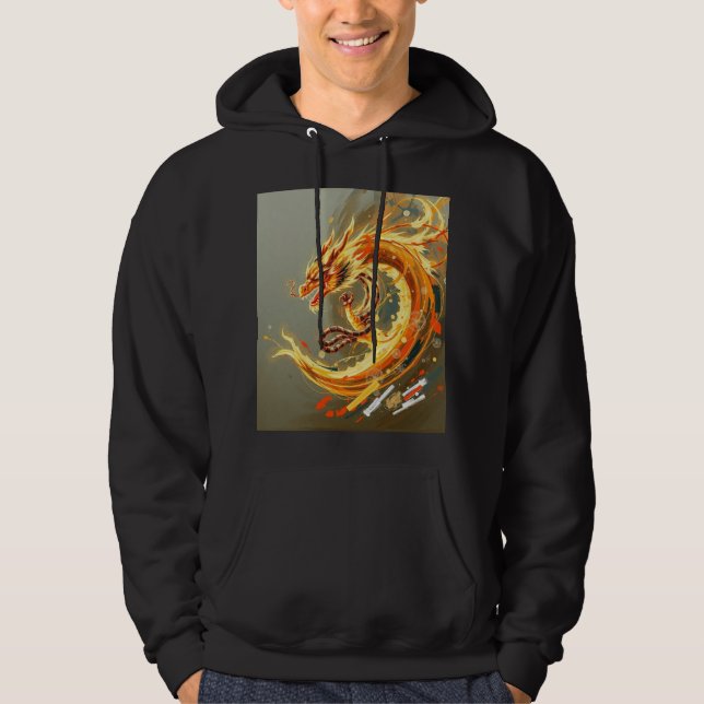 Guldfärgad Guldrömdrake Hoodie (Framsida)
