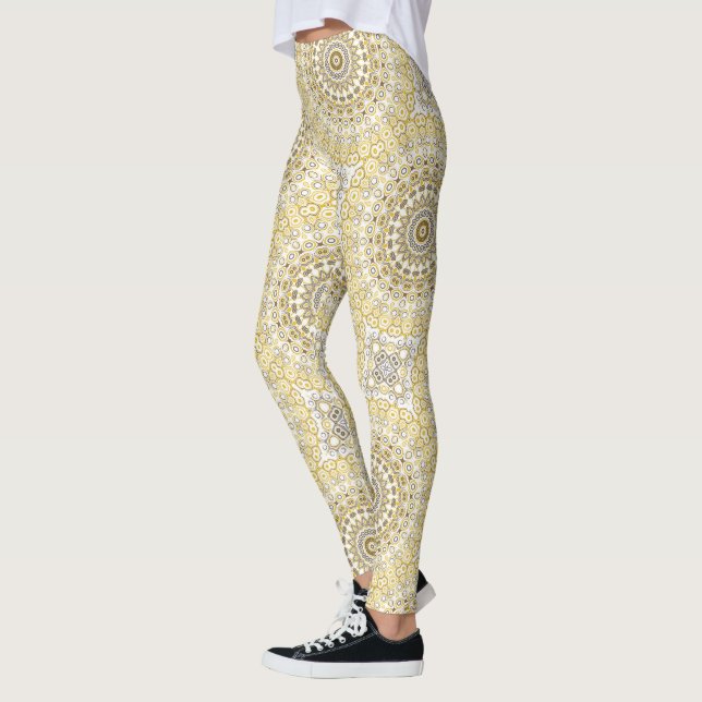 Guldfärgad Mandalamönster Leggings (Vänster)