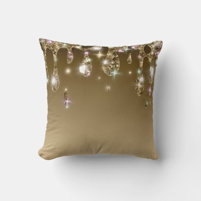 *~* Guldfärgad metallisk AP7 droppande glitter Kudde (Framsida)