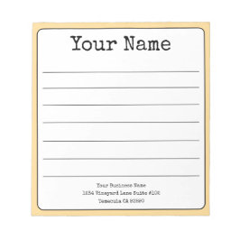 Guldfärgad Retro Lägg Till Ditt Namn Linjerad Anteckningsblock