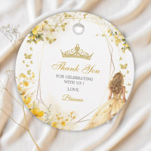 Guldfärgad Tiara Blommig Quinceañera Tack