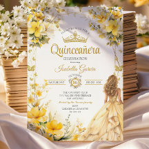 Guldfärgad Tiara Blommiga Fjärilar Quinceañera